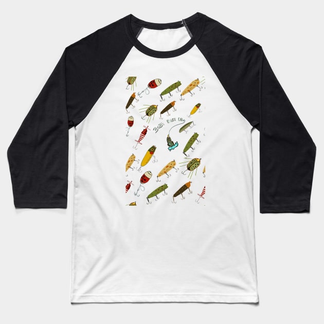 Vintage Fishing Lures Baseball T-Shirt by Salzanos